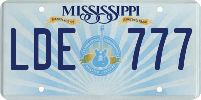 MS license plate LDE777