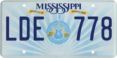 MS license plate LDE778
