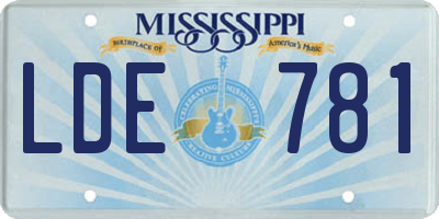 MS license plate LDE781