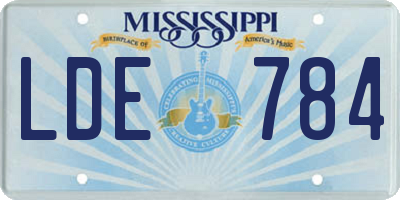 MS license plate LDE784