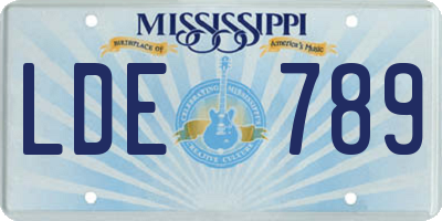 MS license plate LDE789