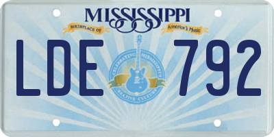 MS license plate LDE792