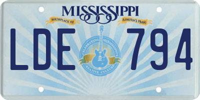MS license plate LDE794