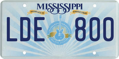 MS license plate LDE800