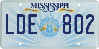 MS license plate LDE802
