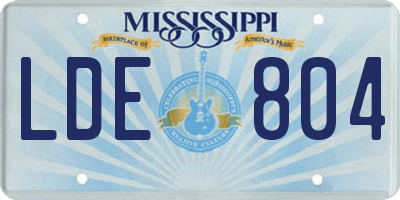 MS license plate LDE804