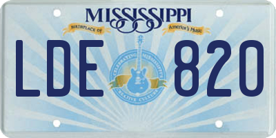 MS license plate LDE820