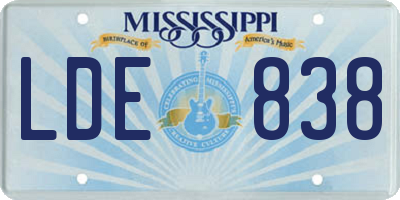 MS license plate LDE838
