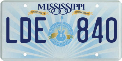 MS license plate LDE840