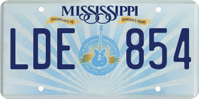 MS license plate LDE854