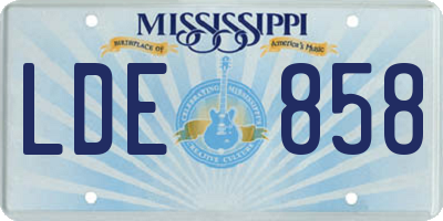 MS license plate LDE858