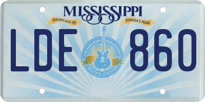 MS license plate LDE860