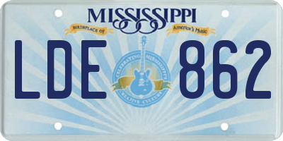 MS license plate LDE862