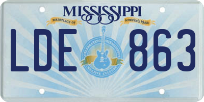 MS license plate LDE863