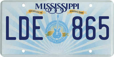 MS license plate LDE865