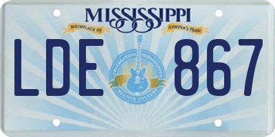 MS license plate LDE867
