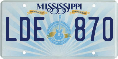 MS license plate LDE870