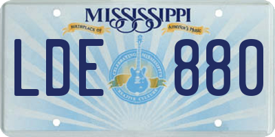 MS license plate LDE880