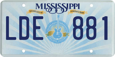 MS license plate LDE881