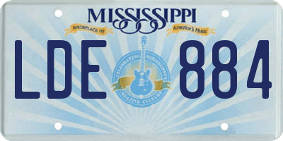 MS license plate LDE884