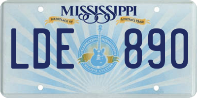 MS license plate LDE890