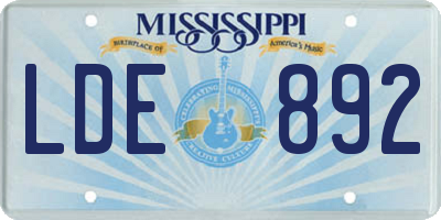 MS license plate LDE892