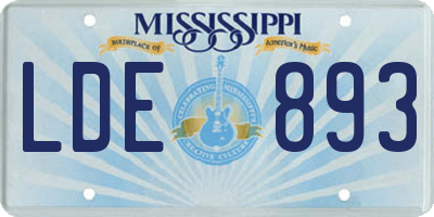 MS license plate LDE893