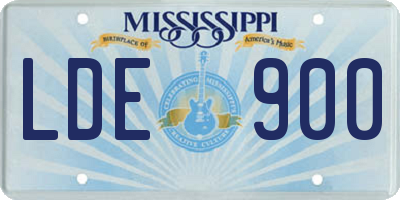 MS license plate LDE900