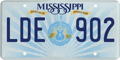 MS license plate LDE902