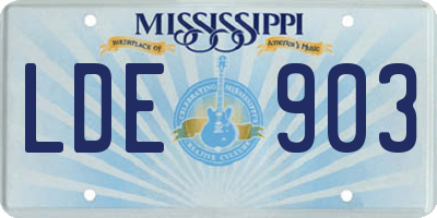 MS license plate LDE903