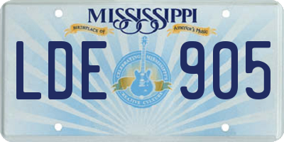 MS license plate LDE905