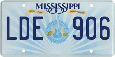 MS license plate LDE906