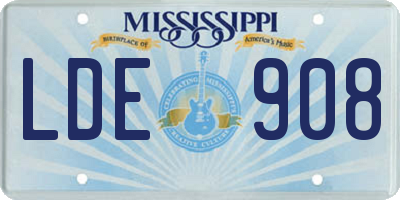 MS license plate LDE908