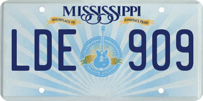 MS license plate LDE909