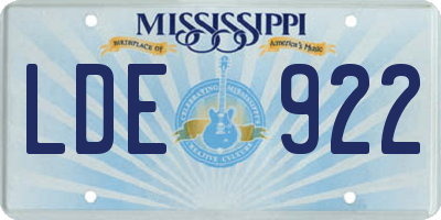 MS license plate LDE922