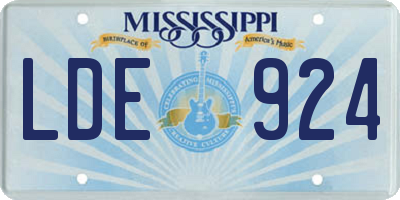 MS license plate LDE924