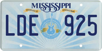MS license plate LDE925