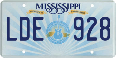 MS license plate LDE928