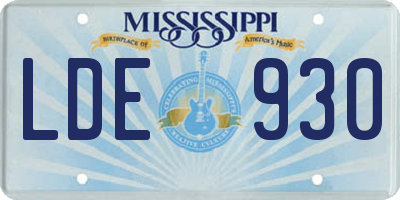 MS license plate LDE930