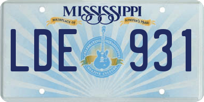 MS license plate LDE931