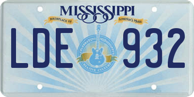 MS license plate LDE932