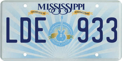 MS license plate LDE933