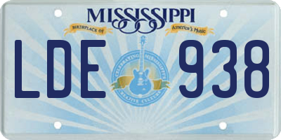 MS license plate LDE938