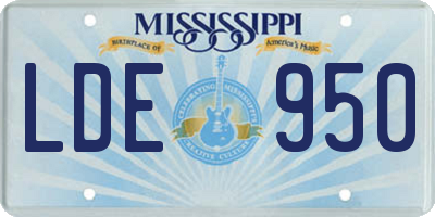 MS license plate LDE950