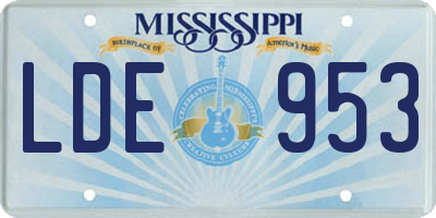 MS license plate LDE953