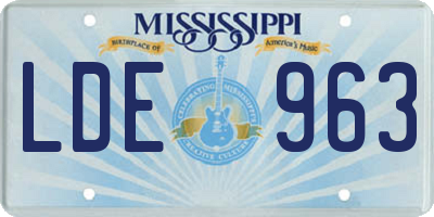 MS license plate LDE963