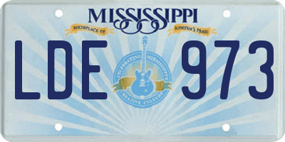 MS license plate LDE973