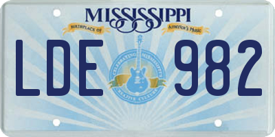MS license plate LDE982