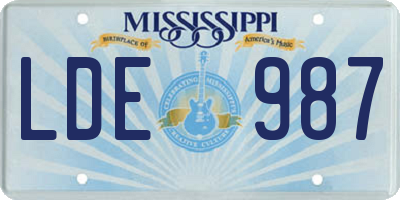 MS license plate LDE987