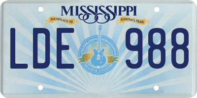 MS license plate LDE988